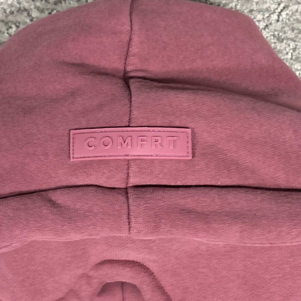 Comfrt Travel Airplane Hoodie Small Mode DND Mauve Pockets Built in Eye Mask - Picture 3 of 9